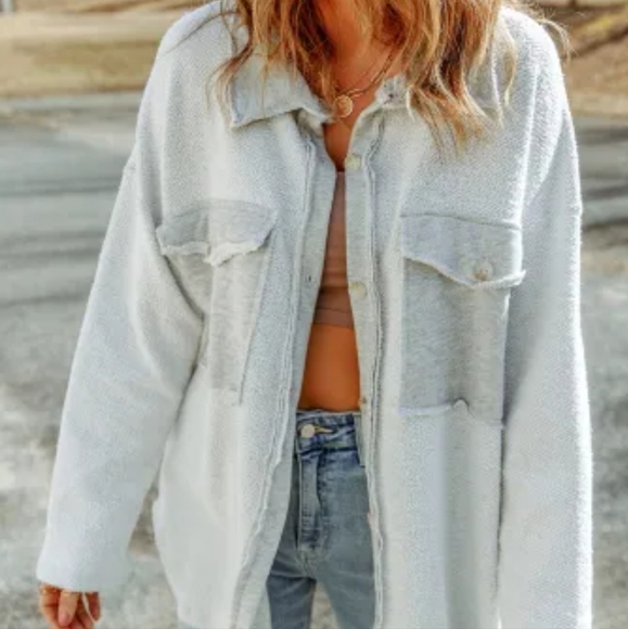 New contrast pocket relaxed shacket - Picture 9 of 16